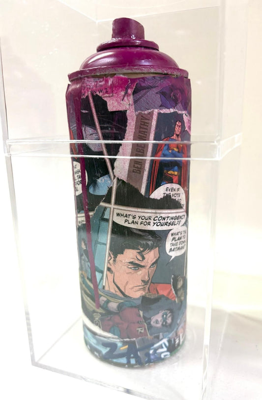 E.M Zax- 1/1 unique collage and paints on artist used spray can