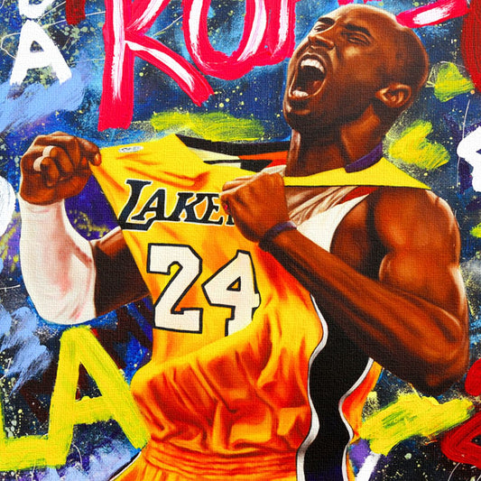 Nastya Rovenskaya- Mixed Media on Canvas "Kobe Bryant"