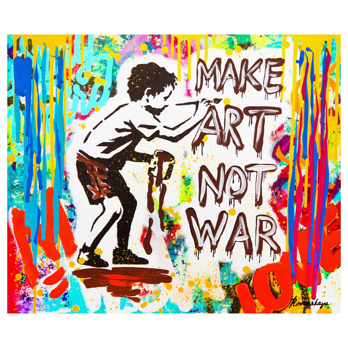 Nastya Rovenskaya- Mixed Media on Canvas "Spray It, Don't Say It"