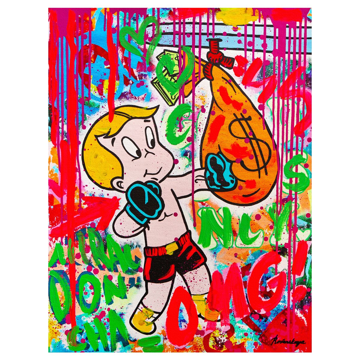Nastya Rovenskaya- Mixed Media on Canvas "Boxing"
