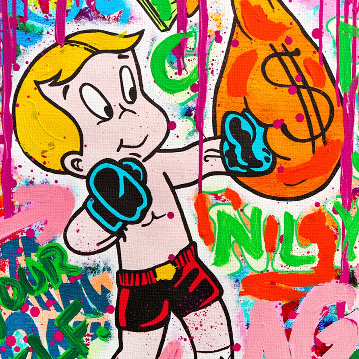 Nastya Rovenskaya- Mixed Media on Canvas "Boxing"