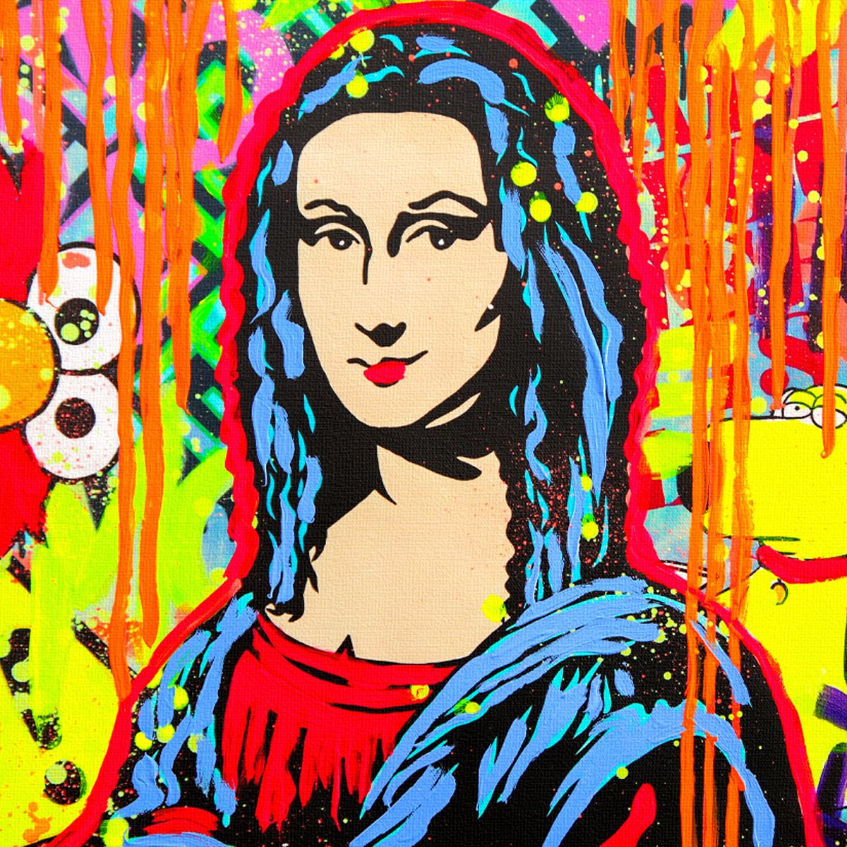 Nastya Rovenskaya- Mixed Media on Canvas "Mona Reimagined: Graffiti Muse"