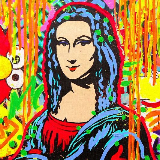 Nastya Rovenskaya- Mixed Media on Canvas "Mona Reimagined: Graffiti Muse"