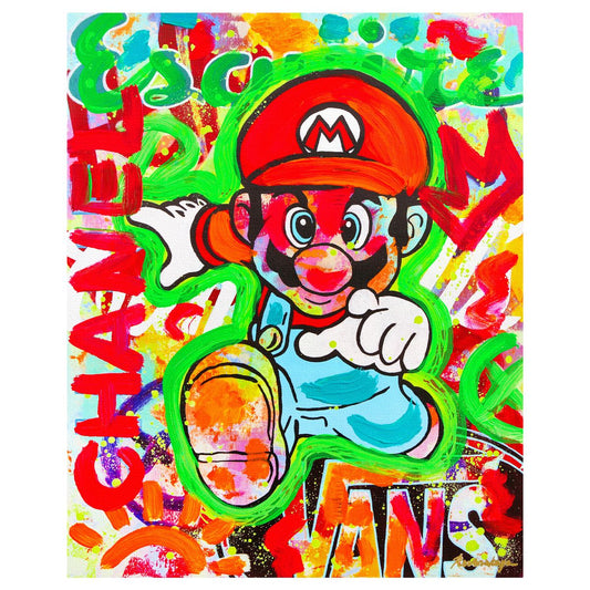 Nastya Rovenskaya- Mixed Media on Canvas "Super Mario's Urban Quest"
