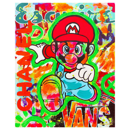 Nastya Rovenskaya- Mixed Media on Canvas "Super Mario's Urban Quest"