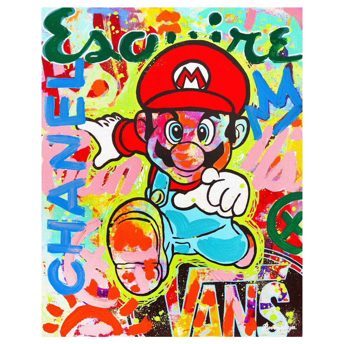Nastya Rovenskaya- Mixed Media on Canvas "Super Mario's Urban Quest"