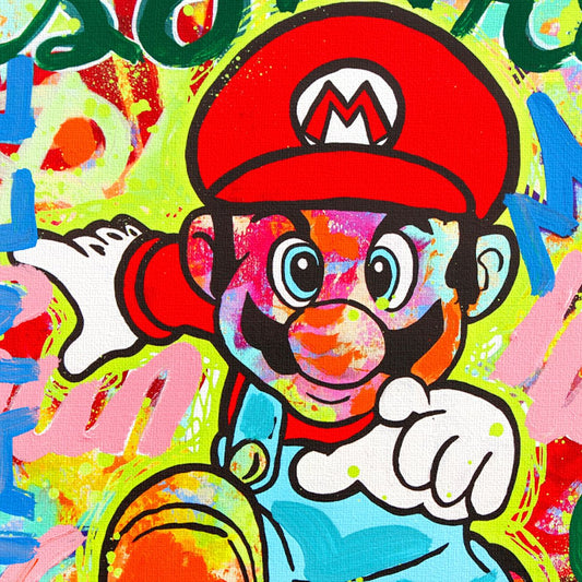 Nastya Rovenskaya- Mixed Media on Canvas "Super Mario's Urban Quest"