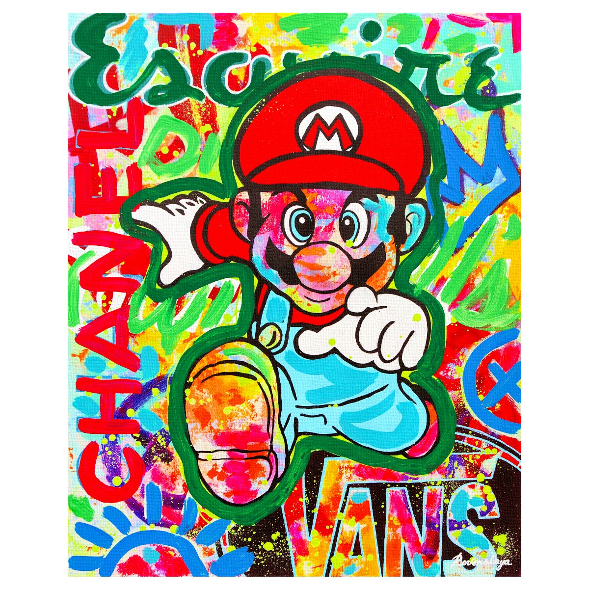 Nastya Rovenskaya- Mixed Media on Canvas "Super Mario's Urban Quest"