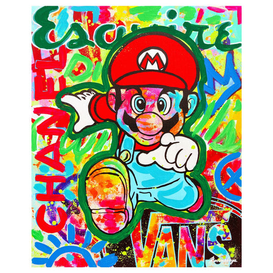 Nastya Rovenskaya- Mixed Media on Canvas "Super Mario's Urban Quest"