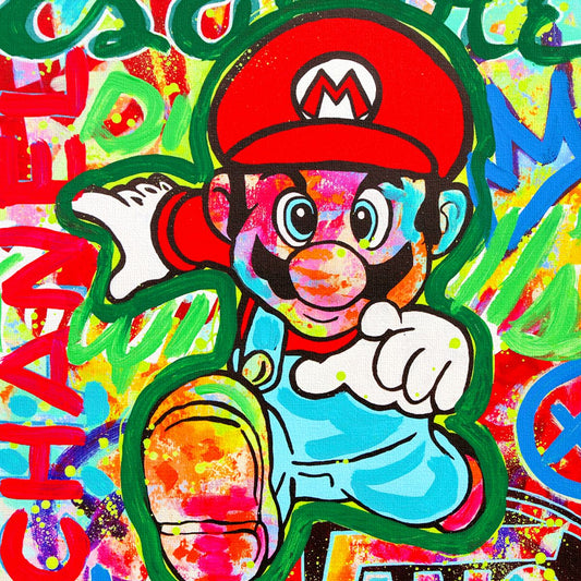 Nastya Rovenskaya- Mixed Media on Canvas "Super Mario's Urban Quest"