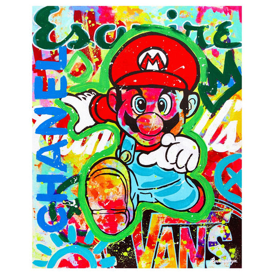 Nastya Rovenskaya- Mixed Media on Canvas "Super Mario's Urban Quest"