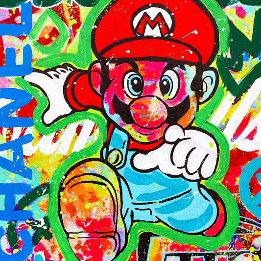 Nastya Rovenskaya- Mixed Media on Canvas "Super Mario's Urban Quest"