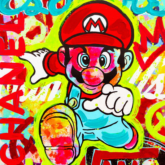 Nastya Rovenskaya- Mixed Media on Canvas "Super Mario's Urban Quest"