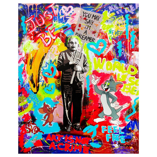 Nastya Rovenskaya- Mixed Media on Canvas "You May Say I'm a Dreamer"