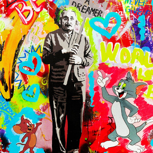 Nastya Rovenskaya- Mixed Media on Canvas "You May Say I'm a Dreamer"