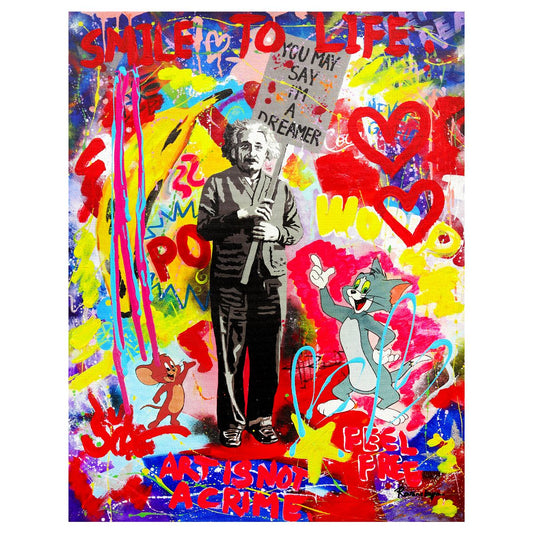 Nastya Rovenskaya- Mixed Media on Canvas "You May Say I'm a Dreamer"