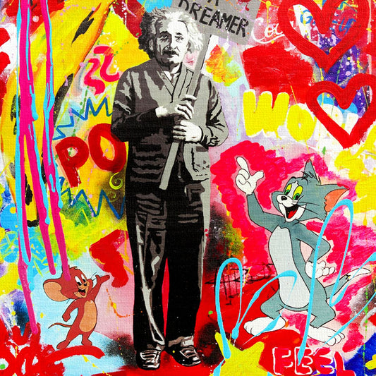 Nastya Rovenskaya- Mixed Media on Canvas "You May Say I'm a Dreamer"