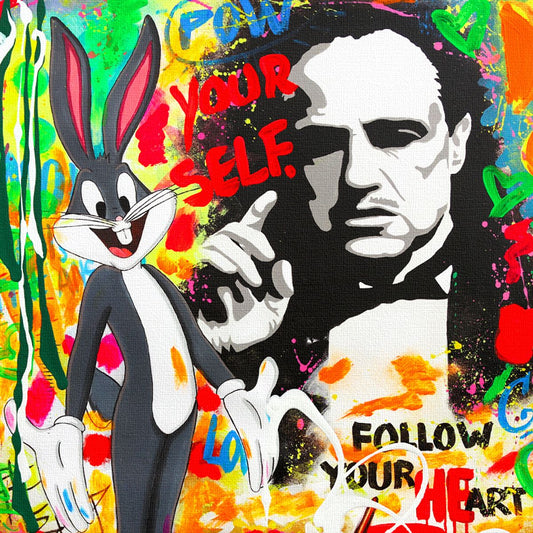 Nastya Rovenskaya- Mixed Media on Canvas "The Godfather"