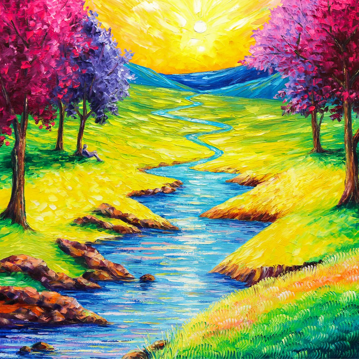 Svyatoslav Shyrochuk- Original Oil on Canvas "Where the River Meets the Sun"