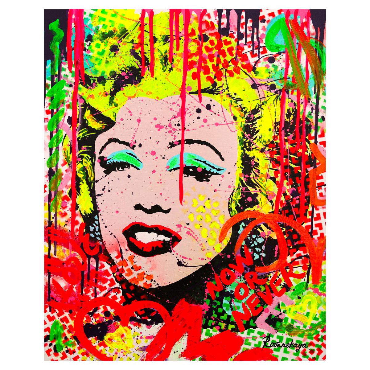 Nastya Rovenskaya- Mixed Media on Canvas "Happiness by Monroe"