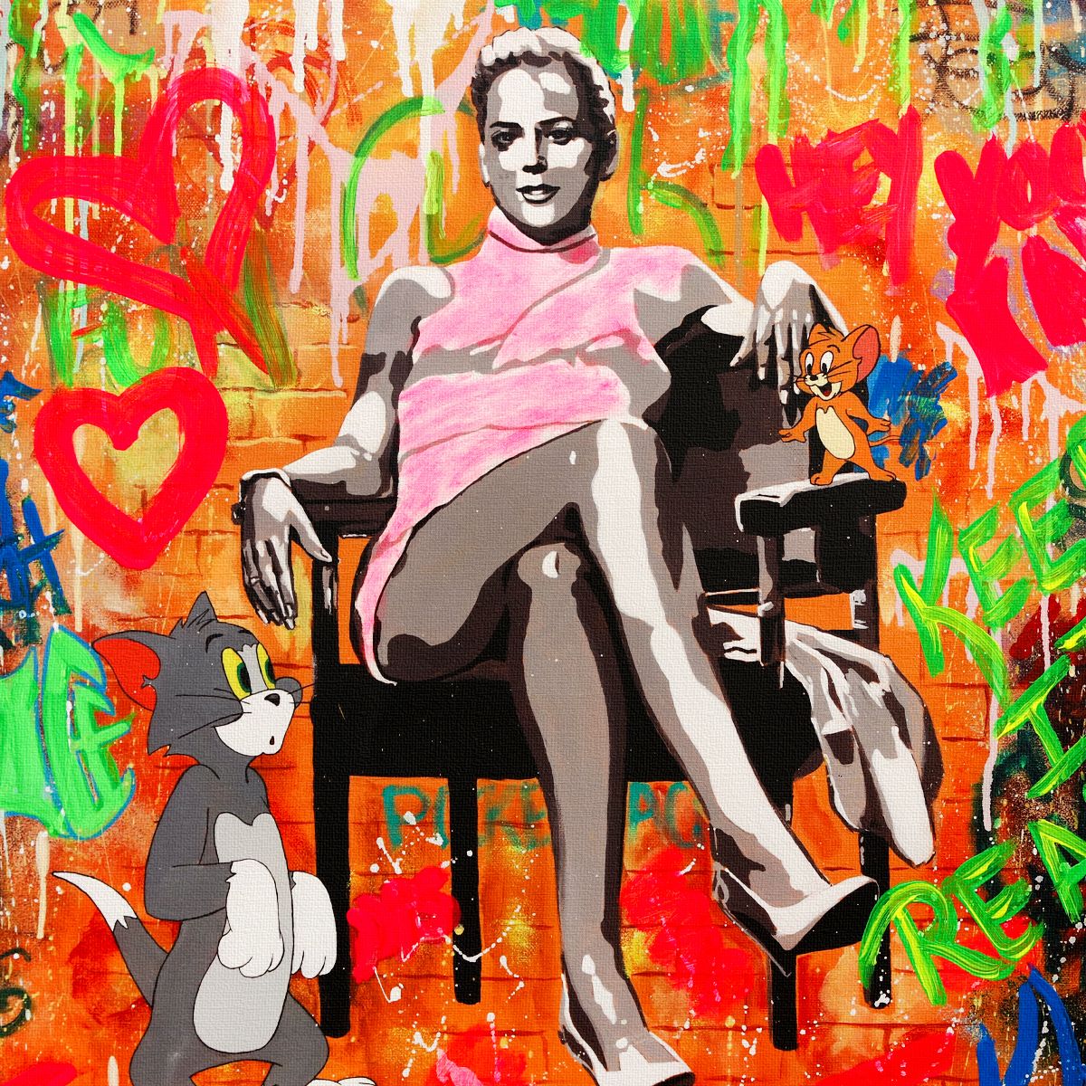 Nastya Rovenskaya- Mixed Media on Canvas "Basic Instinct"