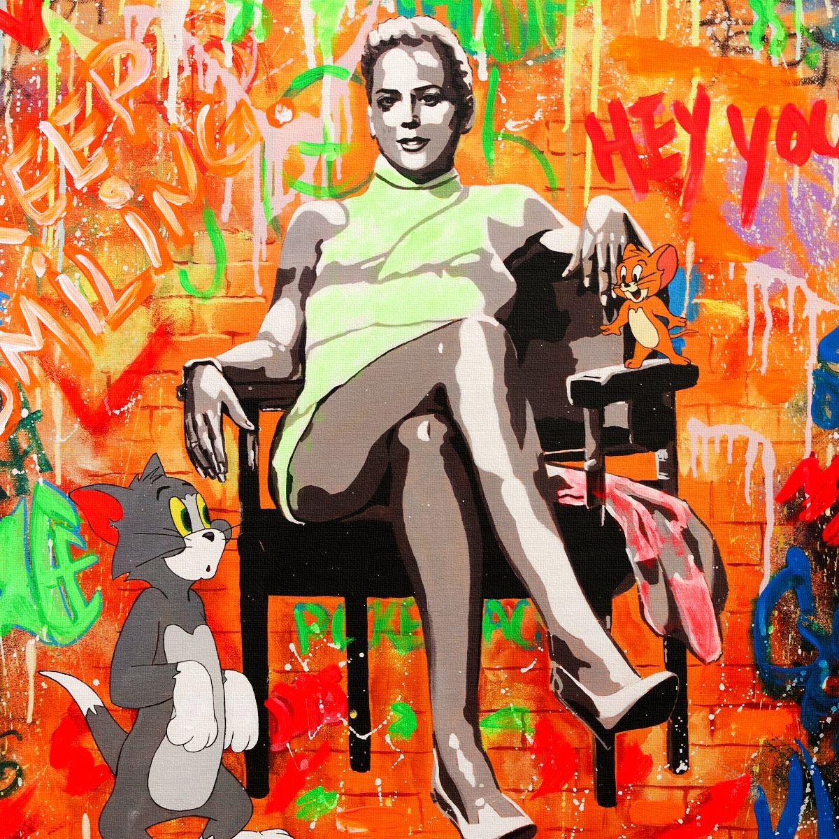 Nastya Rovenskaya- Mixed Media on Canvas "Basic Instinct"