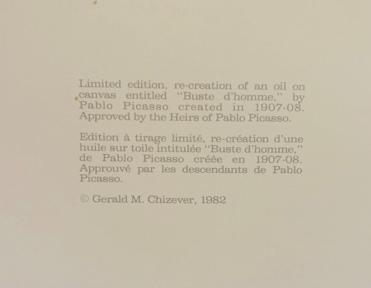 After Pablo Picasso- Lithograph on Arches Paper "Etude pour le Nu"