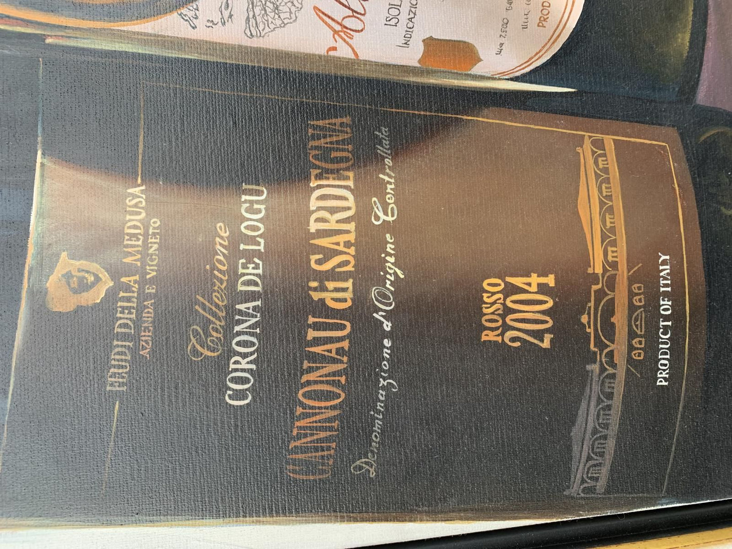 E. Dennis - Original painting on canvas "Wine Bottles "