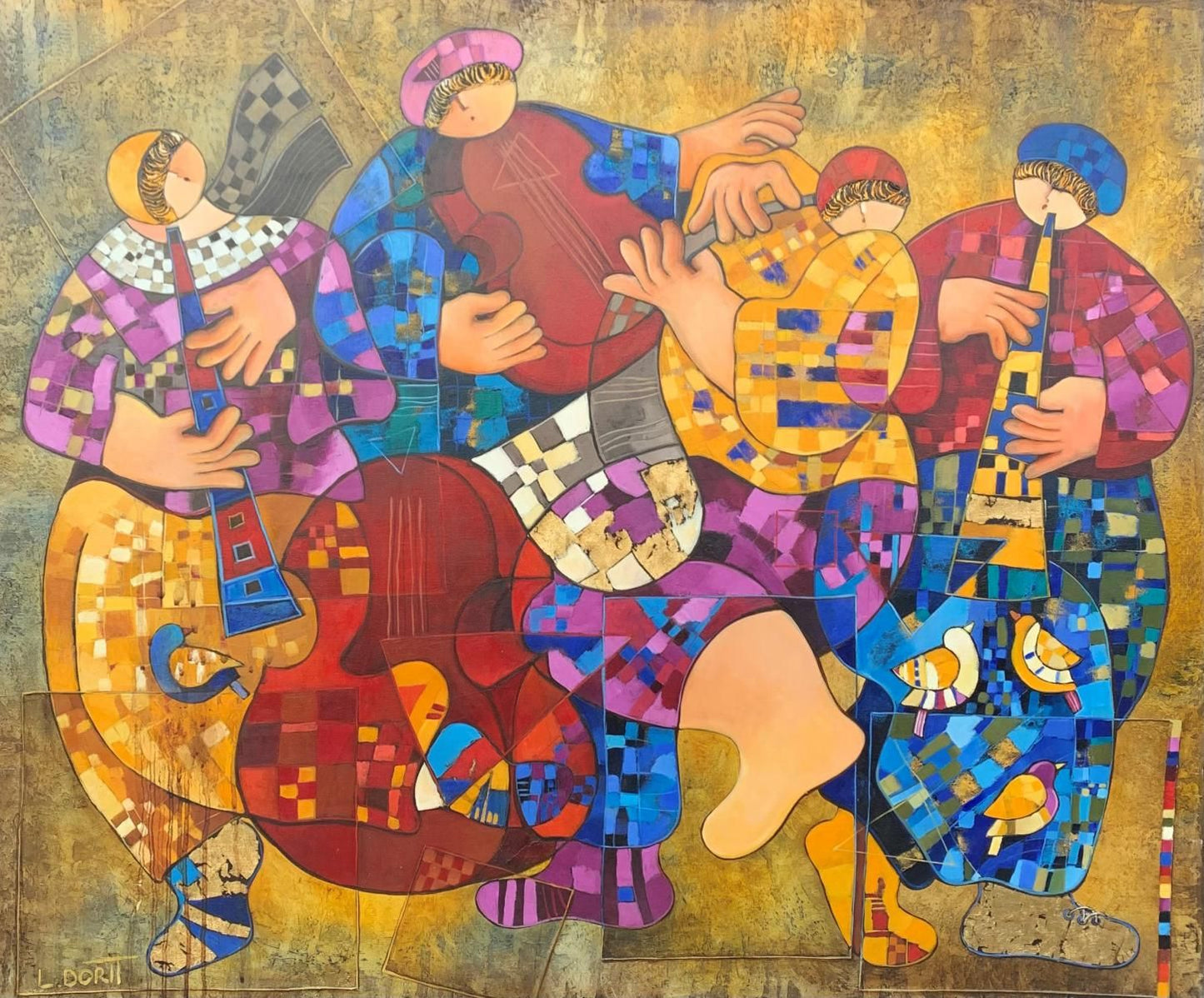 Dorit Levi- Original Painting on Canvas "Orchestra"