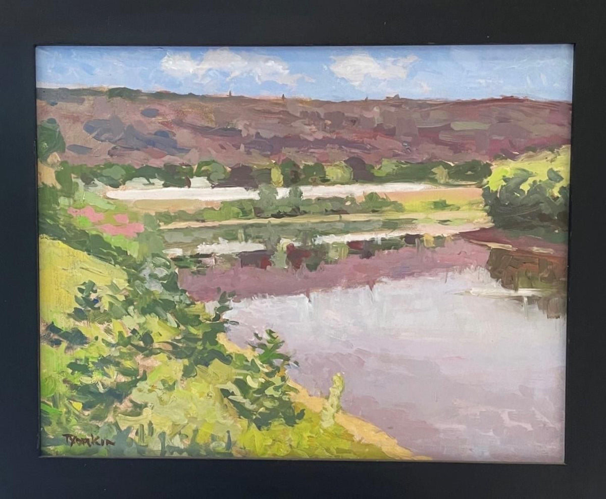 Boris Tyomkin- Oil on board "Susquehana River, East Pennsylvania"