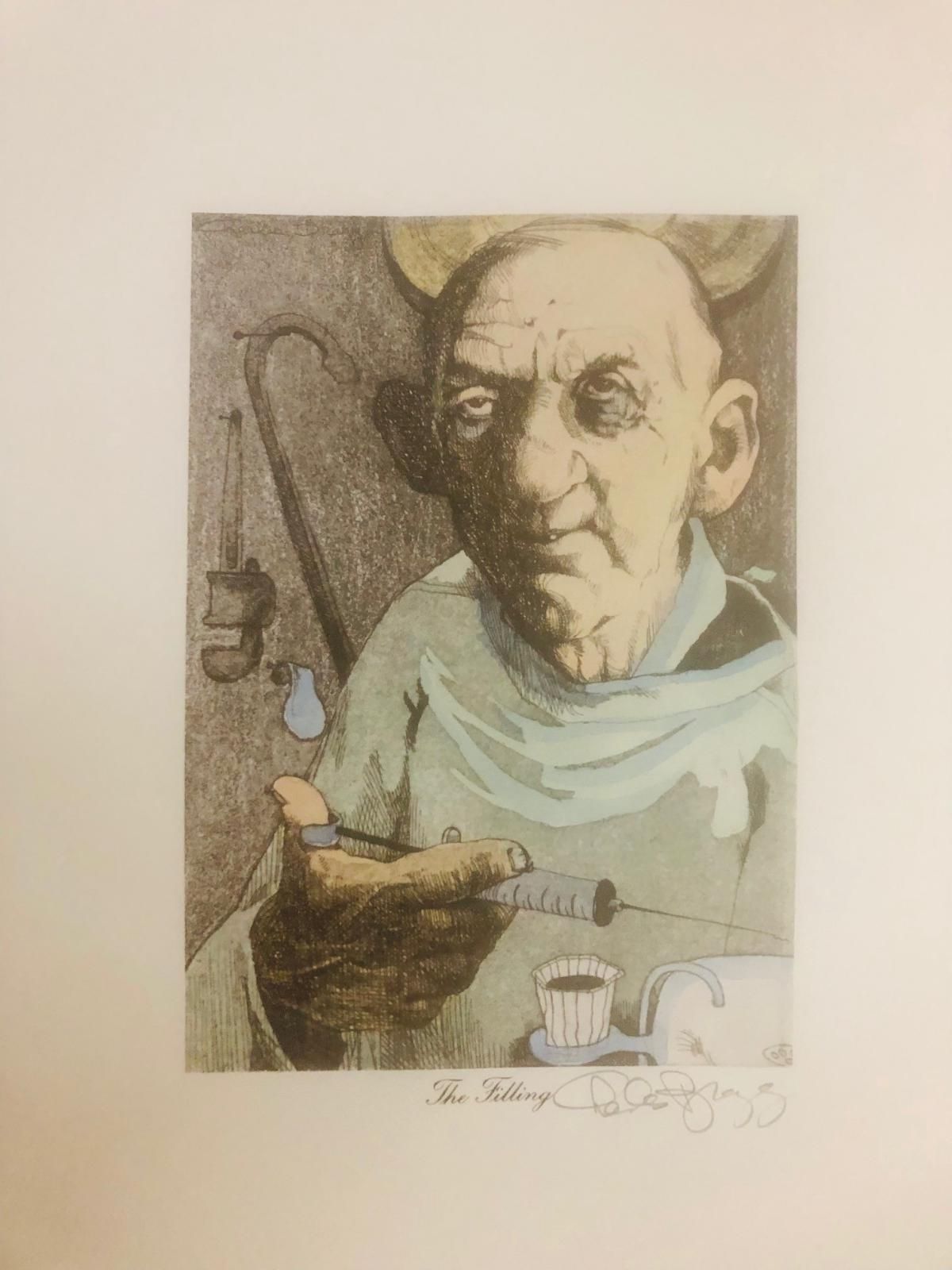 Charles Bragg- Hand watercolor over lithograph on paper "Unknown"