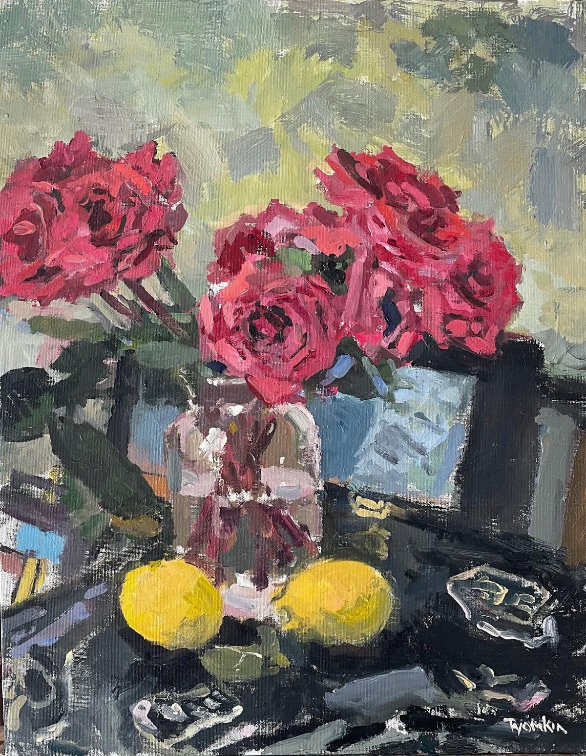 Boris Tyomkin - Oil on Canvas "Roses and Lemons"
