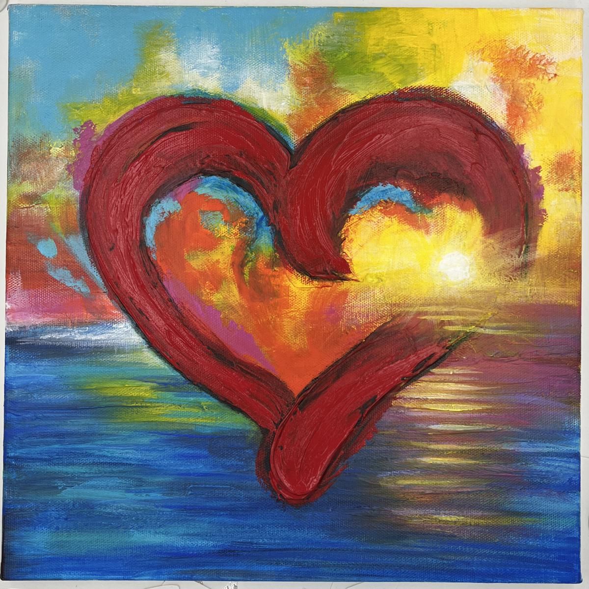 Lona Shore- Original painting on canvas "Sunset Heart 1"