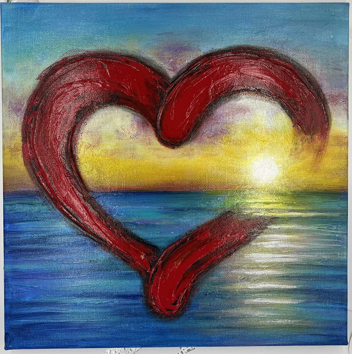 Lona Shore- Original painting on canvas "Sunset Heart 3"