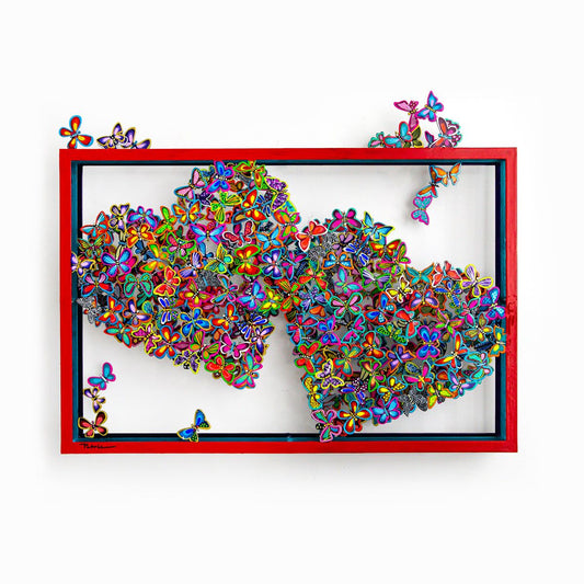 Patricia Govezensky- Original Painting on Cutout Steel "Two Hearts"