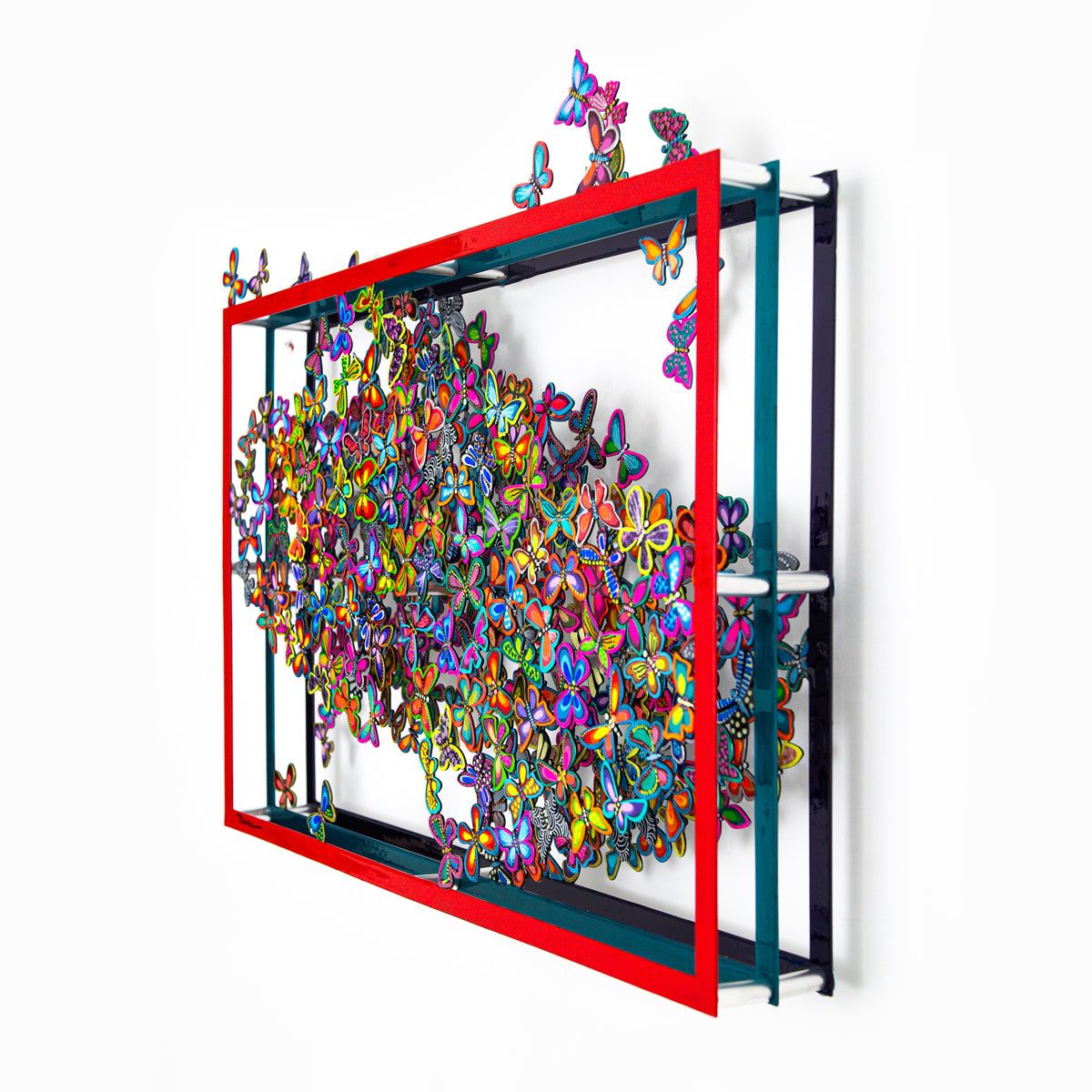 Patricia Govezensky- Original Painting on Cutout Steel "Two Hearts"