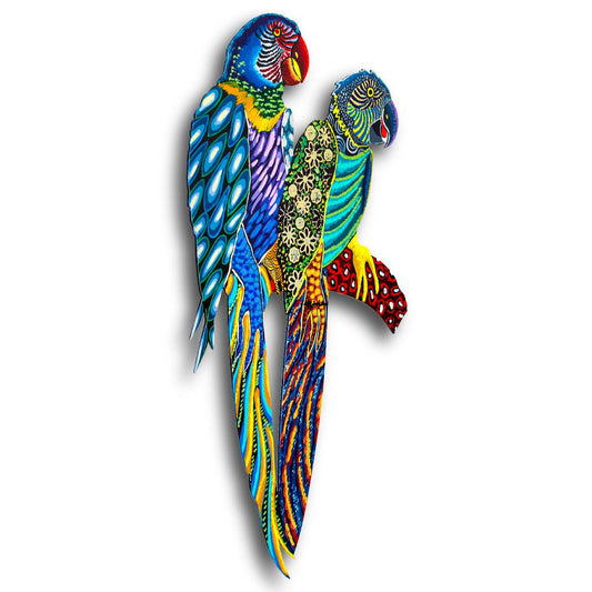 Patricia Govezensky- Original Painting on Laser Cut Steel "Two Parrots"
