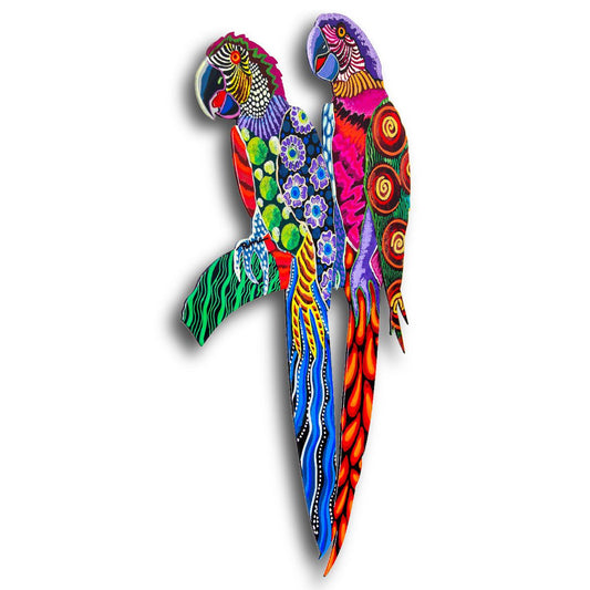Patricia Govezensky- Original Painting on Laser Cut Steel "Two Parrots"