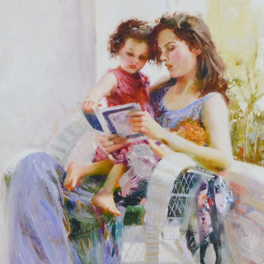 Pino (1939-2010)- Hand Embellished Giclee on Canvas "Book of Poems"