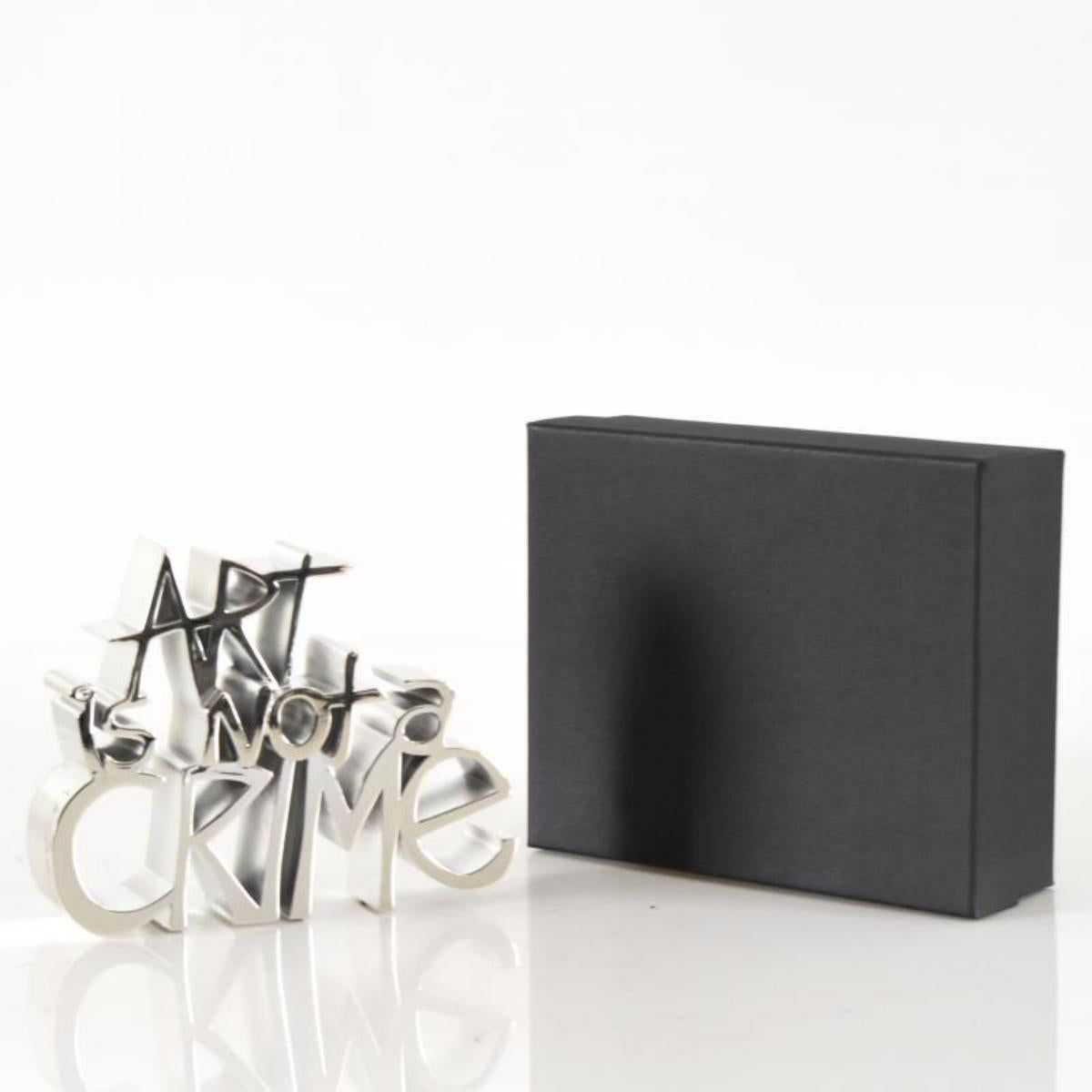 Mr. Brainwash- Resin Sculpture "Art Is Not a Crime (Silver)"