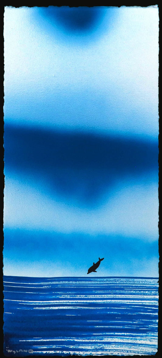 Wyland- Original Watercolor Painting on Deckle Edge Paper "Dolphin"