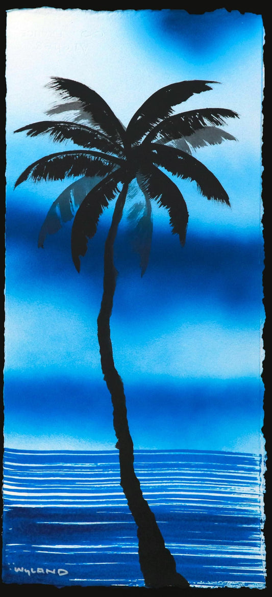 Wyland- Original Watercolor Painting on Deckle Edge Paper "Palm Trees"