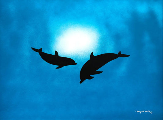 Wyland- Original Painting on Canvas "Dolphins"