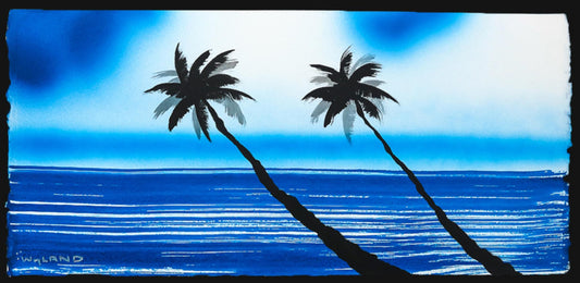 Wyland- Original Watercolor Painting on Deckle Edge Paper "Palm Trees"