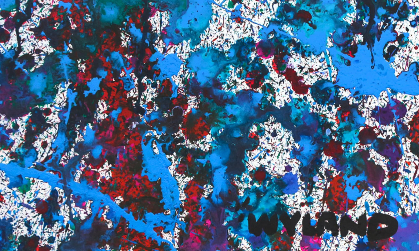 Wyland- Original Watercolor Painting on Deckle Edge Paper "Abstract Drip"