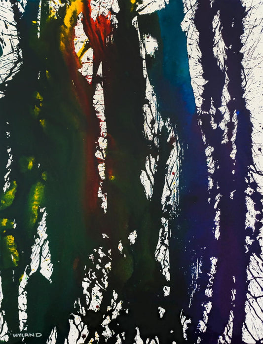 Wyland- Original Watercolor Painting on Deckle Edge Paper "Abstract"