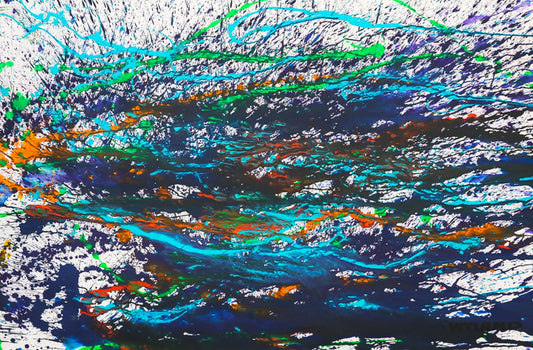 Wyland- Original Watercolor Painting on Deckle Edge Paper "Abstract"