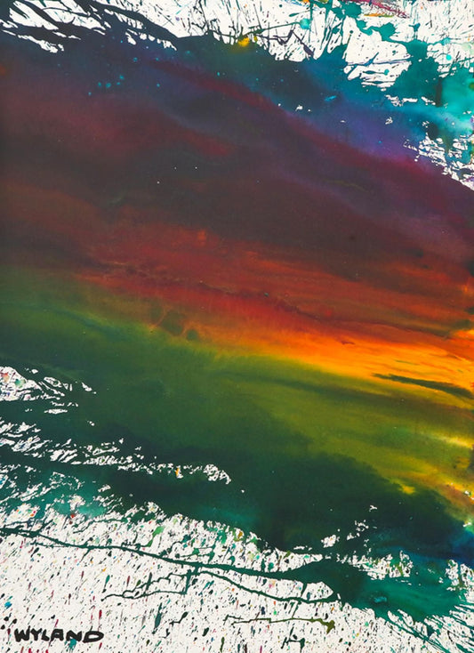 Wyland- Original Watercolor Painting on Deckle Edge Paper "Abstract Drip"