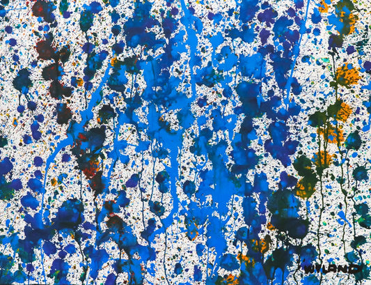 Wyland- Original Watercolor Painting on Deckle Edge Paper "Abstract Drip"