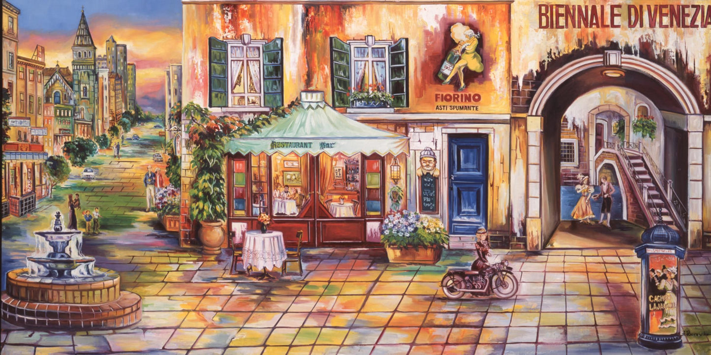 Alexander Borewko- Original Giclee on Canvas "Nightlife"